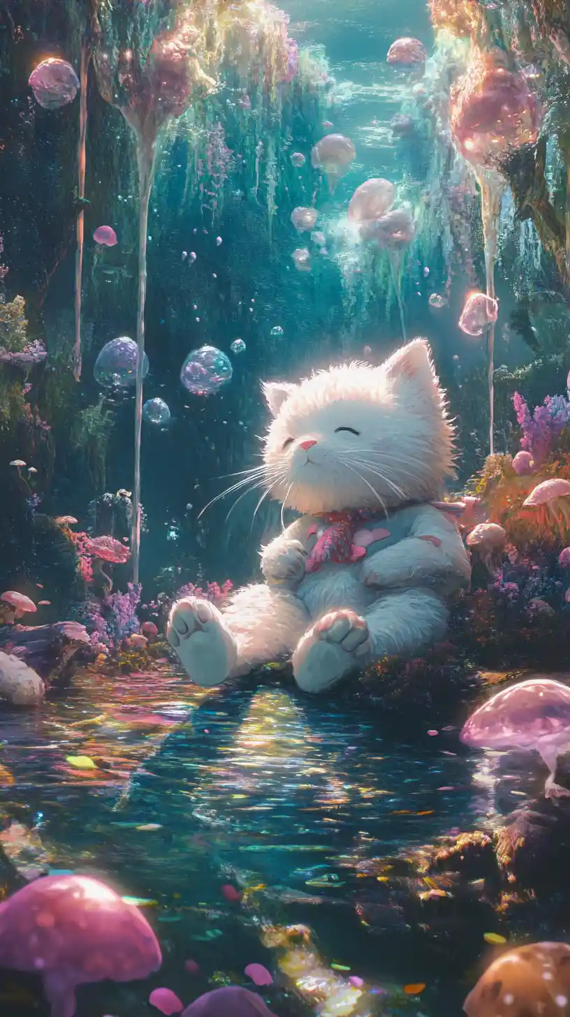 Aesthetic Cat Anime Wallpaper 4K for Mobile & Pc